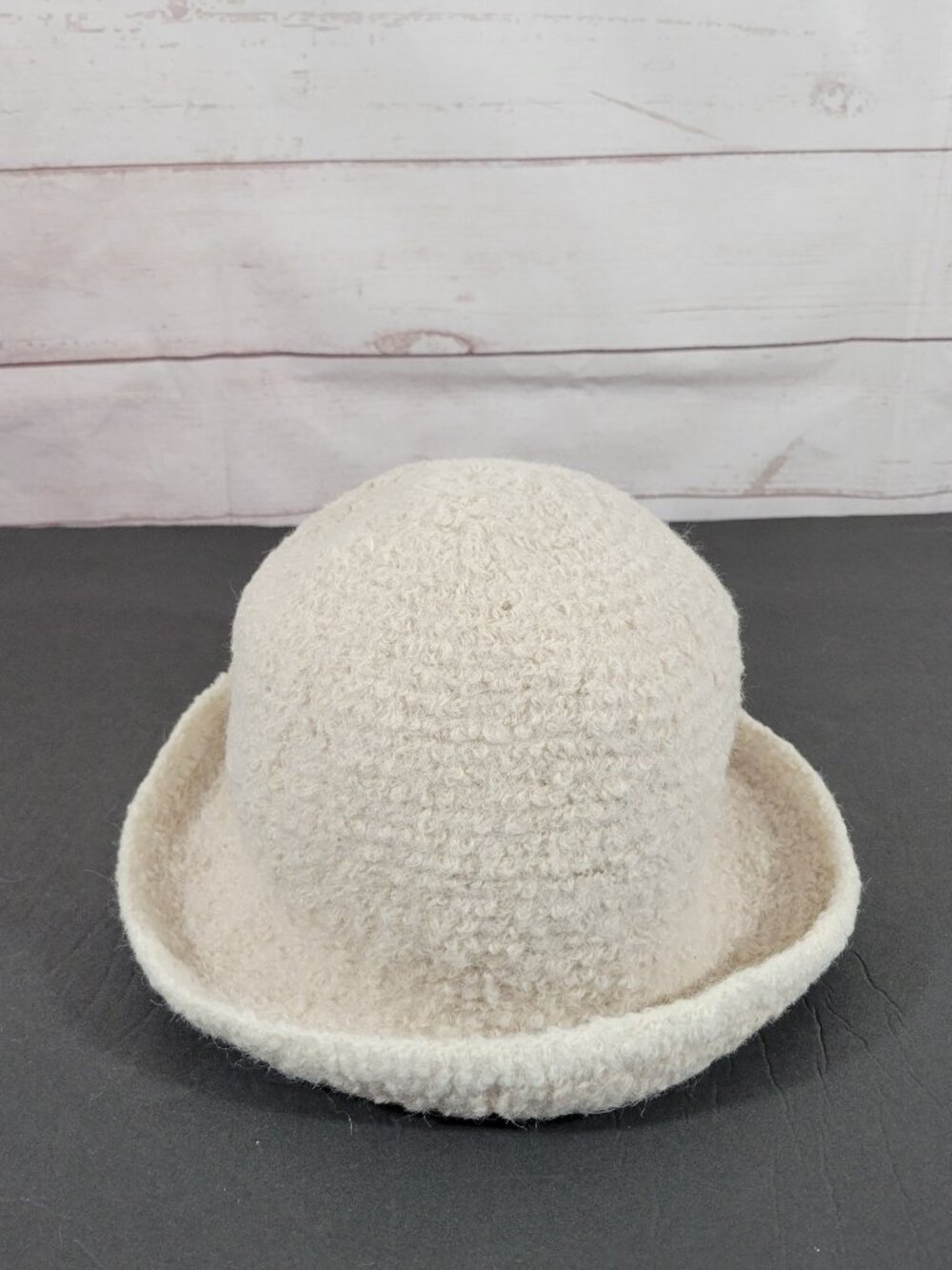 100% Alpaca Crochet Bucket Hat Women's One Size Ivory Peru Hootie Brown Soft